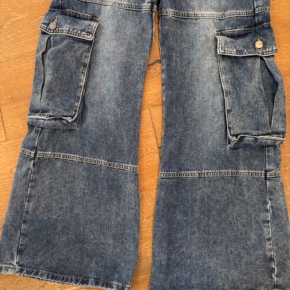 I&M BLACK LABEL Women’s Wide Leg CARGO POCKET Jeans High Waist Baggy/Loose Fit S - Picture 4 of 6